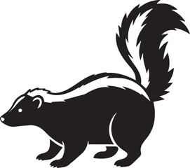Obraz premium Black silhouette of a skunk on a white background animal