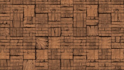 Continuous end grain wooden pattern. Cross-section timber pieces.