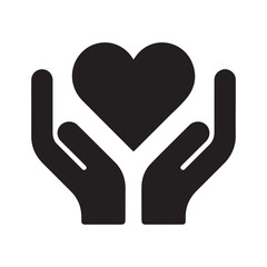 Community Helping Hands With Heart Solid Icon