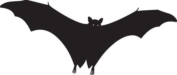 Silhouette of a Bat Spreading its Wings 