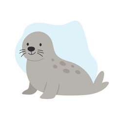 Greenland seal rests peacefully on icy shore, seal expresses gentleness and joy, seal represents balance of arctic life, warmth in cold, and nature quiet resilience and charm.