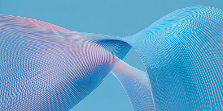 Dynamic abstract flowing ribbons of light in pastel blue and pink create a futuristic, ethereal backdrop for modern design concepts - Powered by Adobe