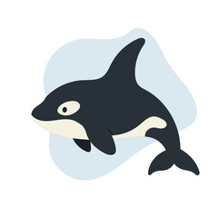 Naklejka premium Orca swims gracefully through deep ocean, orca power shines in fluid motion and contrast tones, orca reflects intelligence, family bonds, and strength of marine life inspiring awe.
