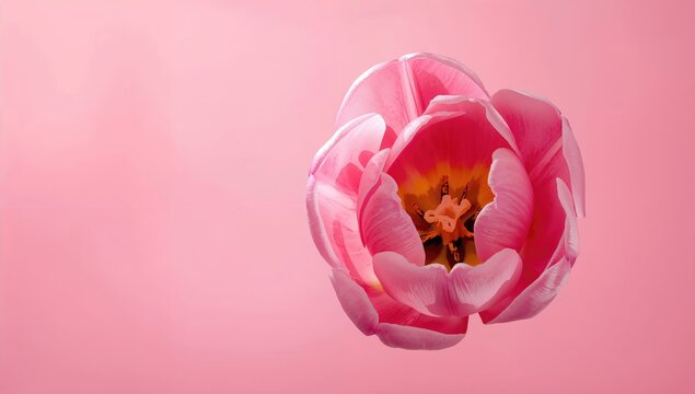 Inside a vibrant pink tulip backdrop, showcasing spring's beauty and blooming flowers