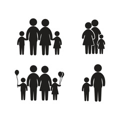 Family icons vector set. concept, caucasian, relationship and girl illustration for web.
