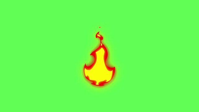 Animated cartoon fire element . Animated fire burning brightly, perfect for dynamic visual effects. 