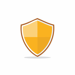 Golden security shield icon symbol of digital protection and data safety