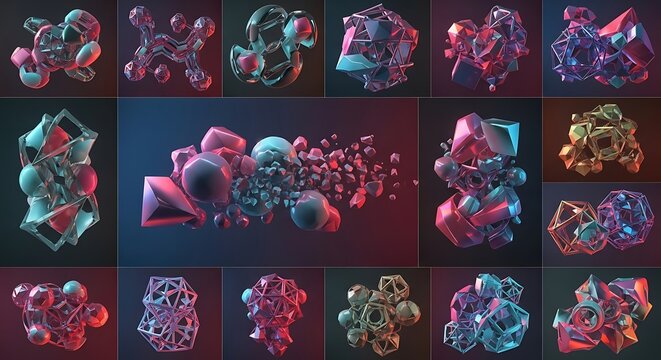 Abstract Geometric Shapes in Vibrant Colors - A Modern Art Collection.