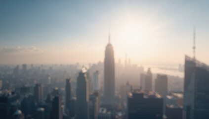 Fototapeta premium Background of commercial towers, suitable for UI backdrop, hazy solar flare