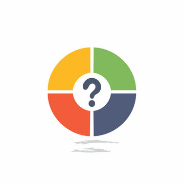 Question Mark in Center of Four Segmented Circle Icon for Decisions and Options