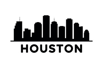 Fototapeta premium Houston city skyline silhouette illustration against a white background showcasing urban landscape and architecture
