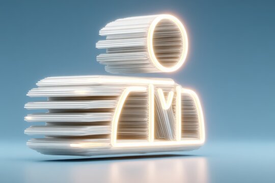 Abstract layered user icon with glowing neon outline