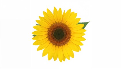 Naklejka premium Bright yellow sunflower petals isolated against a white backdrop, ideal for editorial header background