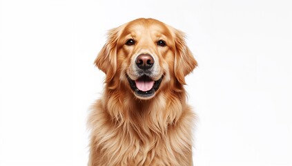 Fototapeta premium Golden Retriever on a plain backdrop, showcasing a theme of isolation