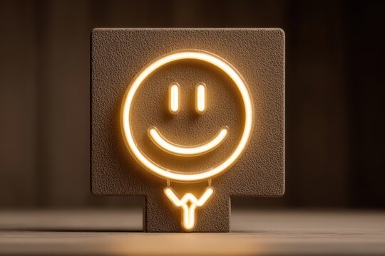 Glowing Neon Smiley Face Golf Sign - Powered by Adobe