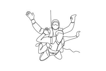 Simple continuous line drawing of all about paragliding activity. simple line, creativity designer. Vector, Designer.