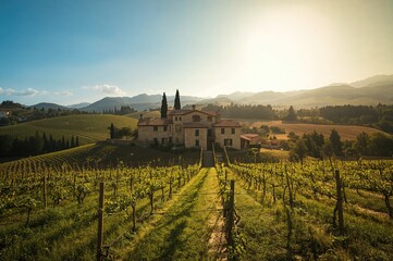 Obraz premium Grapevine estate in a renowned Italian wine district