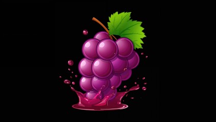 Obraz premium Cartoon illustration of grapes, suitable for educational materials, World Health Day