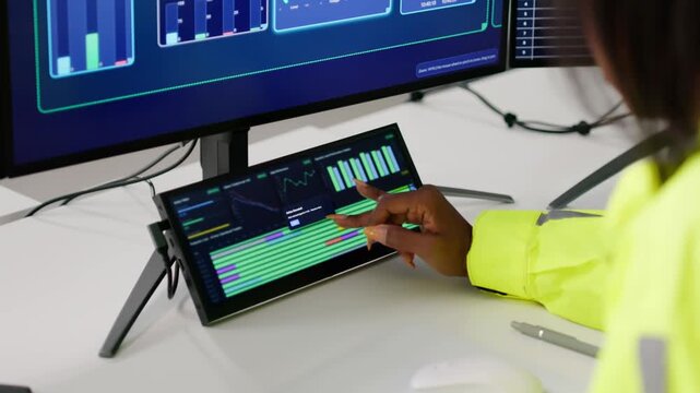 Modern Industry Control Room With SCADA Automation