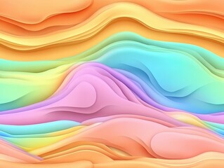 Obraz premium Vibrant Abstract Waves in Soft Pastel Colors with Fluid Shapes and Smooth Gradients for Modern Design Themes and Creative Backgrounds