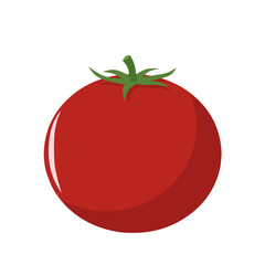 Vector illustration of a ripe red tomato isolated on white background. Fresh and juicy vegetable icon, perfect for food design, healthy eating concept, agriculture, and cooking themes