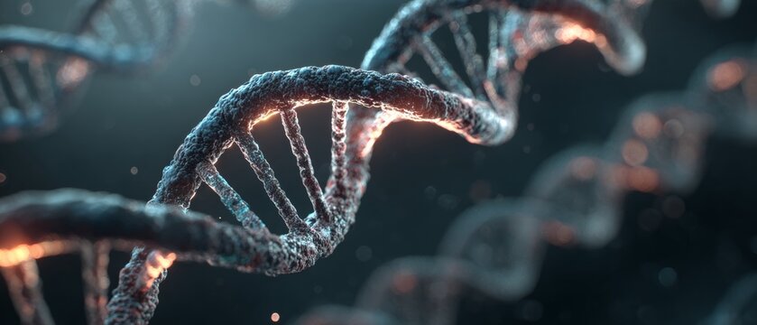 Exploring the intricacies of dna with digital precision. Network communication. Advanced genetics exploration with holographic displays creating enriched scenes. Data links. Internet networks.