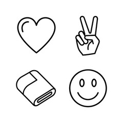 Obraz premium Heart symbol, peace sign, smiley face, and blanket icons for digital detox 