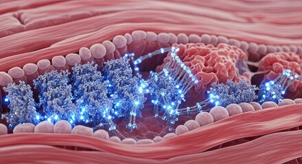 Visualize advanced medical treatments with stunning detail, showing therapeutic intervention at the cellular level, impacting disease progression with precision