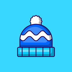 Winter Hat Vector Icon Illustration On Isolated Background.	