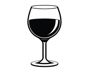 Elegant red wine glass illustration for restaurant or bar designs