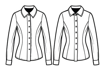 Elegant fitted long sleeve blouse vector illustration outline drawing