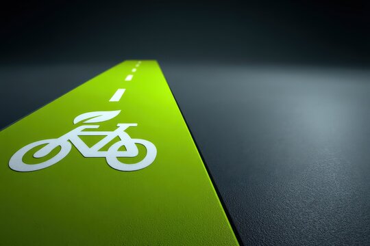 Green bicycle lane symbolizing eco-friendly transportation and urban mobility on a textured surface emphasizing sustainability and active lifestyle choices captured with clarity