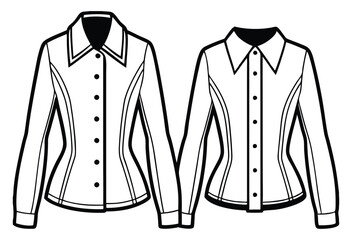 Elegant button down blouses black and white fashion vector illustration