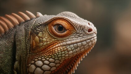 Fototapeta premium Close-up of a reptilian eye in its natural habitat