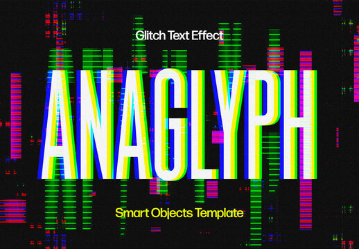 Glitches Text Effect Mockup