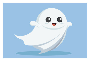 Cute cartoon ghost character illustration for Halloween celebration design element