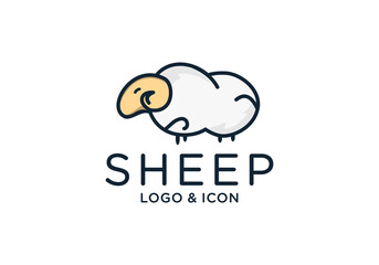 sheep minimalist logo icon design vector