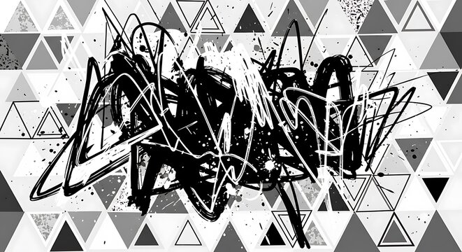 Abstract Graffiti Art on Geometric Background - Urban Expression.