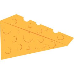 A Flat Graphic Illustration Of A Wedge Shaped Yellow Cheese With Circular Holes And A Serrated Edge Isolated On A White Background