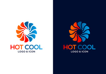 HVAC heating and cooling fan logo icon design vector. logo vector design for heating, cooling.