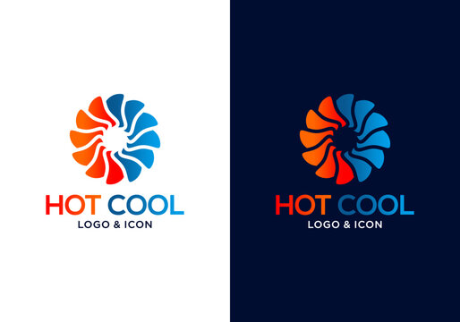 HVAC heating and cooling fan logo icon design vector. logo vector design for heating, cooling.