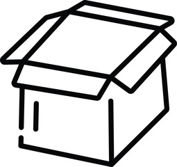an open cardboard box shipping outline icon