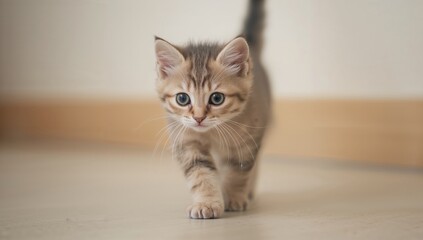 A fluffy feline strolling gracefully, showcasing its playful nature, awareness of pet care