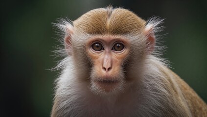 Obraz premium Portrait of a curious monkey looking directly at the lens, showcasing animal engagement and curiosity