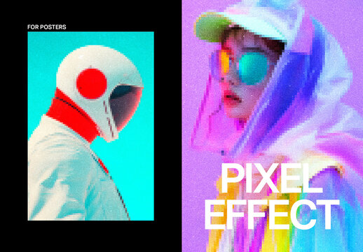 Pixel Poster Photo Effect Mockup