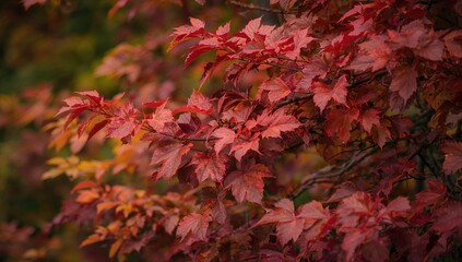 Leaves Transitioning from Green to Red, Seasonal Change