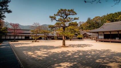 Fototapeta premium Ginkaku Temple's serene garden, showcasing seasonal change