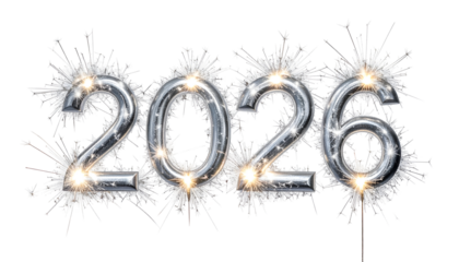 Year 2026 Celebration: Sparklers light up the year 2026, creating a radiant and festive atmosphere, symbolizing hope and new beginnings.