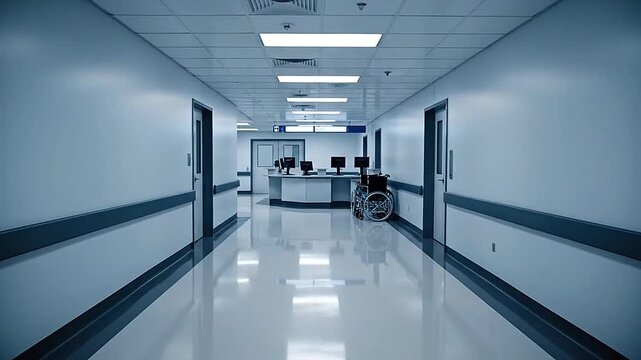 Hospital elevator doors opening to an empty, quiet floor.