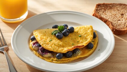 Blueberry omelet, protein-rich meal